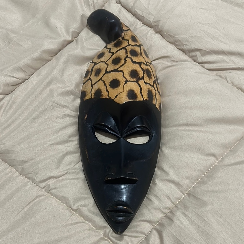 African Tribal Mask with Animal Print